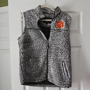 boxercraft Gray Sherpa Fleece Vest with Orange Paw Logo